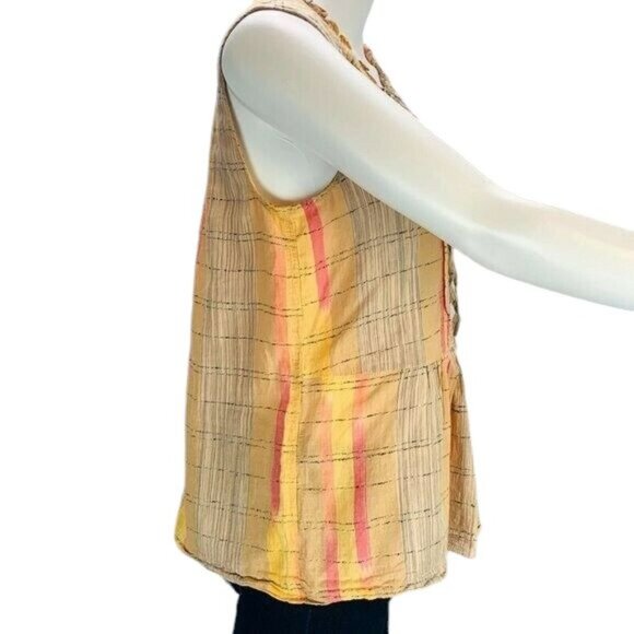 Anthropologie | Holding Horses Pleated Faye Tank Blouse Peplum Orange Size 4 - Picture 4 of 10